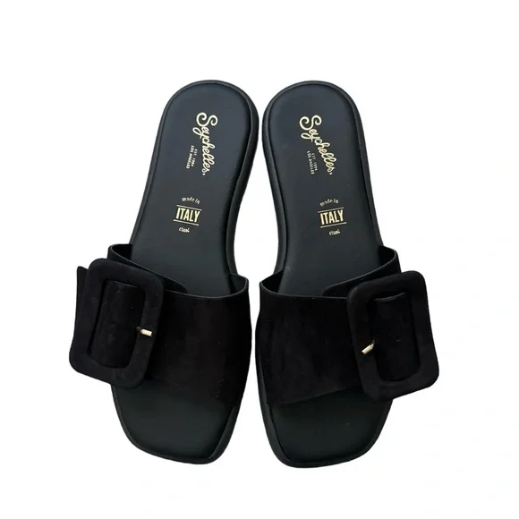 NWOB Seychelles Manhat Slide Black Sandal Size 7 - Picture 1 of 5